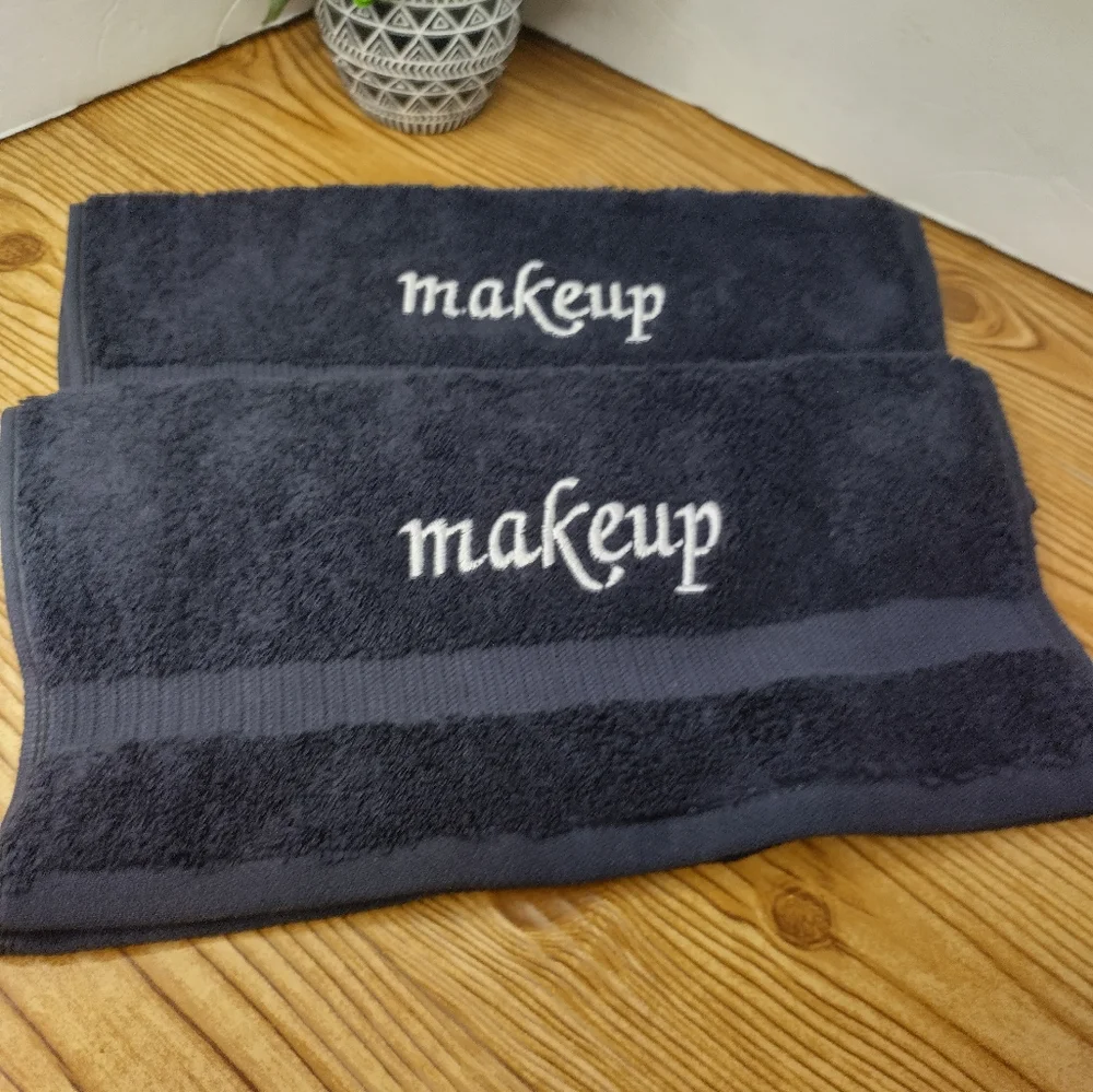 Premium Turkish Cotton Super Soft and Absorbent Makeup Washcloths Black Set 2